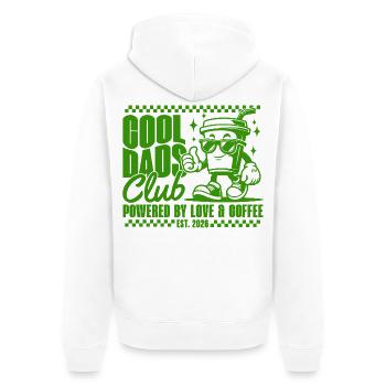 Club des papas cool - Cadeau de la fête des pères 2026 - Veste à capuche bio Premium Unisexe - blanc - Dos - Thijin (182cm)