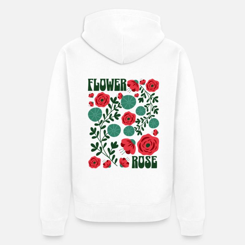 Rose fleurie - Veste à capuche bio Premium Unisexe - blanc
