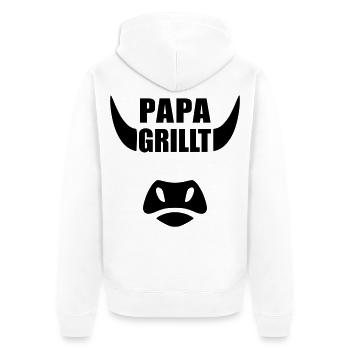 Papa Grillt BBQ - Unisex Premium Bio Zip Hoodie - Weiß - Hinten - Thijin (182cm)