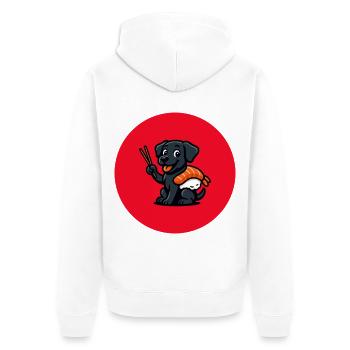 Kawaii Sushi Hund Cartoon - Unisex Premium Bio Zip Hoodie - Weiß - Hinten - Thijin (182cm)