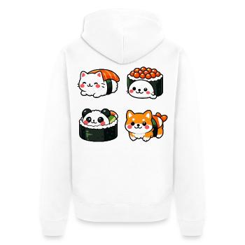 Kawaii Sushi Tierchen Kollektion - Unisex Premium Bio Zip Hoodie - Weiß - Hinten - Thijin (182cm)