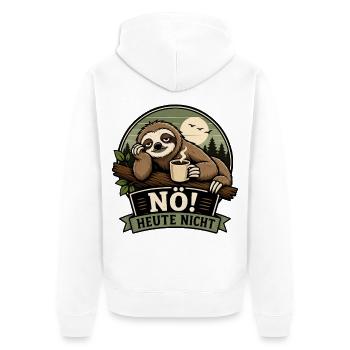 NÖ Heute Nicht faultier Kaffee - Unisex Premium Bio Zip Hoodie - Weiß - Hinten - Thijin (182cm)