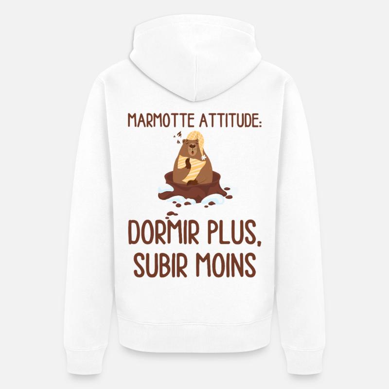 Marmotte Attitude Dormir Plus - Veste à capuche bio Premium Unisexe - blanc