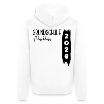 Grundschule Abschluss 2026 - Unisex Premium Bio Zip Hoodie - Weiß - Hinten - Thijin (182cm)