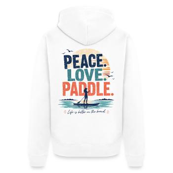 Maillot SUP Paddle Peace Love - Veste à capuche bio Premium Unisexe - blanc - Dos - Thijin (182cm)
