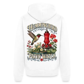 HUMMINGBIRD PATIO WATCH - Unisex Premium Bio Zip Hoodie - Weiß - Hinten - Thijin (182cm)