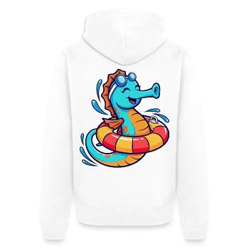 Lustiges Seepferd - Unisex Premium Bio Zip Hoodie - Weiß - Hinten - Thijin (182cm)