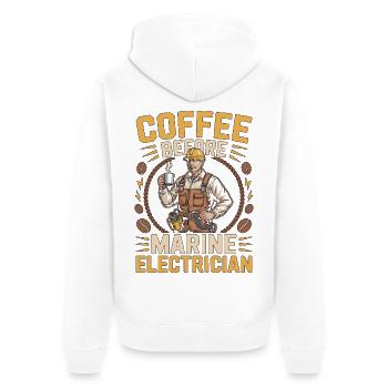Marine Electrician Coffee Engineer Coffee Lover - Unisex Premium Organic Zip Hoodie - white - Back - Thijin (182cm)