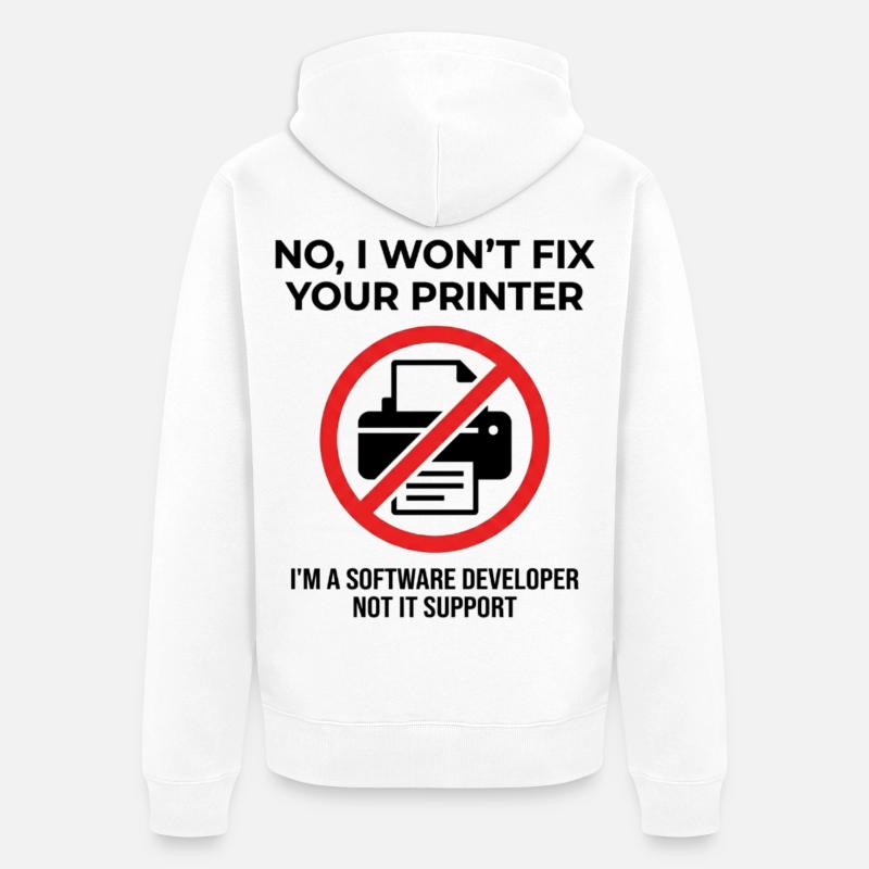 Programmierer: kein IT-Support - Unisex Premium Bio Zip Hoodie - Weiß