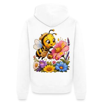 Biene Honig Imker Honigwabe Blumen Wiese Insekt - Unisex Premium Bio Zip Hoodie - Weiß - Hinten - Thijin (182cm)