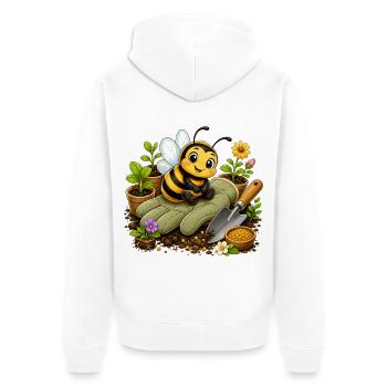 abeille, apiculteur, nid d’abeille, fleurs, insecte des prairies, - Veste à capuche bio Premium Unisexe - blanc - Dos - Thijin (182cm)