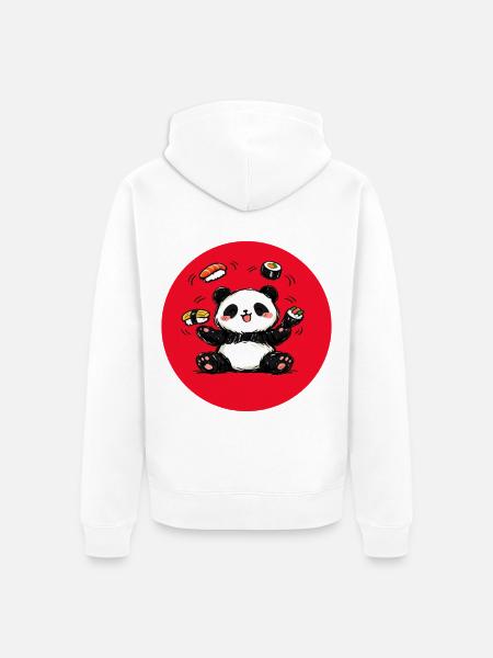 Kawaii Panda Sushi-Show - Unisex Premium Bio Zip Hoodie - Weiß