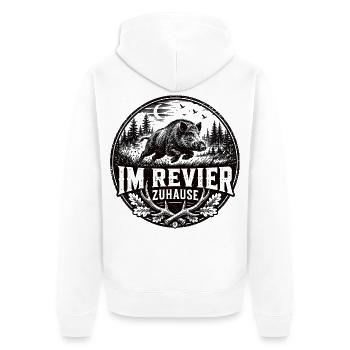Im Revier Zuhause Jagd Motiv - Unisex Premium Bio Zip Hoodie - Weiß - Hinten - Thijin (182cm)