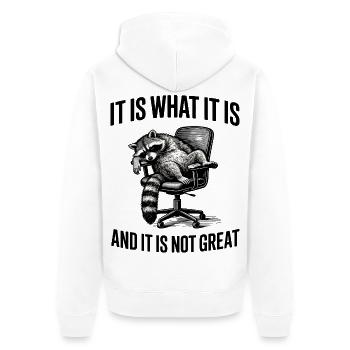 Raccoon - C’est ce que c’est - Büro Humour - Veste à capuche bio Premium Unisexe - blanc - Dos - Thijin (182cm)