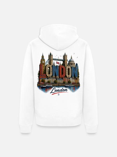 Londoner Mosaikbriefe - Unisex Premium Bio Zip Hoodie - Weiß