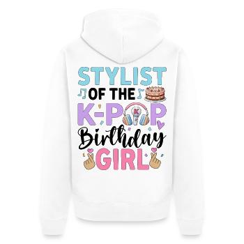 Coiffeuse de la fille d’anniversaire de K Pop - Veste à capuche bio Premium Unisexe - blanc - Dos - Thijin (182cm)