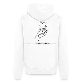 Spread Love - Minimalist Heart Line Art - Unisex Premium Organic Zip Hoodie - white - Back - Thijin (182cm)