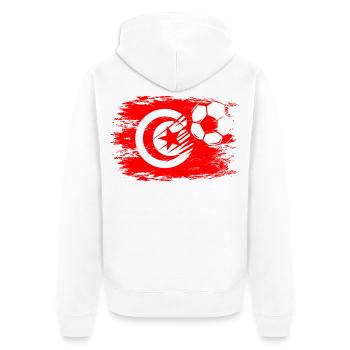 Tunesien Flagge Fußbal used - Unisex Premium Bio Zip Hoodie - Weiß - Hinten - Thijin (182cm)