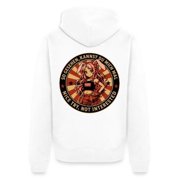 Retro Bunny Badge Tee - Unisex Premium Organic Zip Hoodie - white - Back - Thijin (182cm)