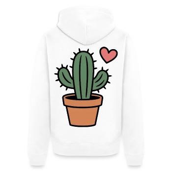 Cactus - Unisex Premium Organic Zip Hoodie - white - Back - Thijin (182cm)