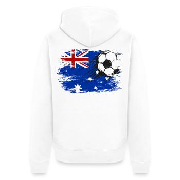 Australien Flagge Fußball used - Unisex Premium Bio Zip Hoodie - Weiß - Hinten - Thijin (182cm)