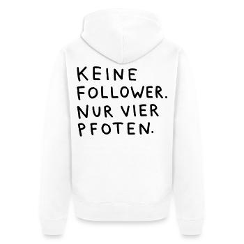 Keine Follower, nur vier Pfoten – Spruch "Hund" - Unisex Premium Bio Zip Hoodie - Weiß - Hinten - Thijin (182cm)