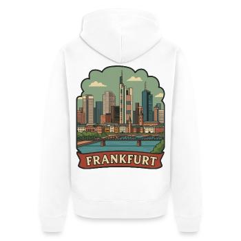 Autocollant rétro de voyage pour la Skyline de Francfort, Allemagne - Veste à capuche bio Premium Unisexe - blanc - Dos - Thijin (182cm)