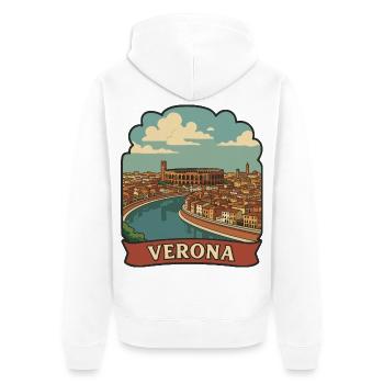 Verona Arena Italy Retro Travel Badge Sticker - Unisex Premium Organic Zip Hoodie - white - Back - Thijin (182cm)