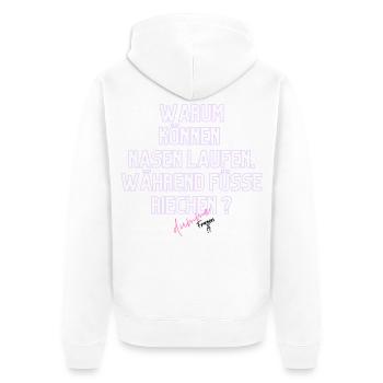 Warum Nasen Laufen, Füße Riechen - Unisex Premium Bio Zip Hoodie - Weiß - Hinten - Thijin (182cm)