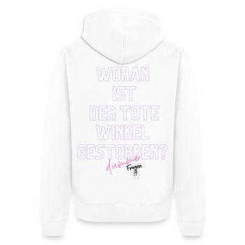 Woran ist der Tote Winkel gestorben? Neon - Unisex Premium Bio Zip Hoodie - Weiß - Hinten - Thijin (182cm)
