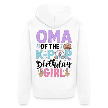 Oma de la fille d’anniversaire K-Pop - Veste à capuche bio Premium Unisexe - blanc - Dos - Thijin (182cm)
