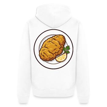 Schnitzel geht immer | mit Zitrone und Petersilie - Unisex Premium Bio Zip Hoodie - Weiß - Hinten - Thijin (182cm)