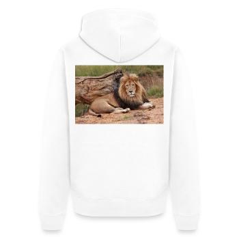 Lion majestueux sur la savane - Veste à capuche bio Premium Unisexe - blanc - Dos - Thijin (182cm)