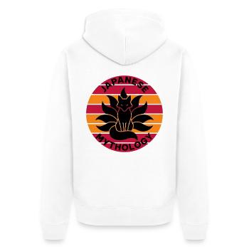 Kitsune Japanischer Fuchs (Retro Design) - Unisex Premium Bio Zip Hoodie - Weiß - Hinten - Thijin (182cm)