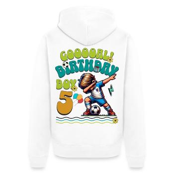 5 . Birthday Football - Unisex Premium Organic Zip Hoodie - white - Back - Thijin (182cm)