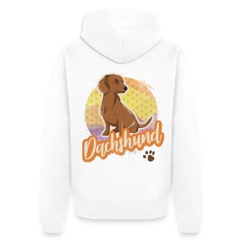 Dackel Hund Vintage Dachshund für Hundeliebhaber - Unisex Premium Bio Zip Hoodie - Weiß - Hinten - Thijin (182cm)