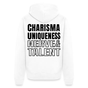 Charisma Uniques Nerve and Talent Text Quote SVG - Unisex Premium Organic Zip Hoodie - white - Back - Thijin (182cm)