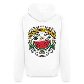 Melone Geht Immer – Wassermelone Sommer - Unisex Premium Bio Zip Hoodie - Weiß - Hinten - Thijin (182cm)