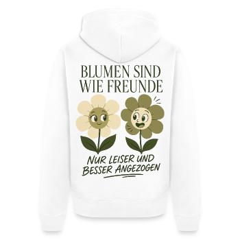 Blumen sind wie Freunde, nur besser angezogen - Unisex Premium Bio Zip Hoodie - Weiß - Hinten - Thijin (182cm)