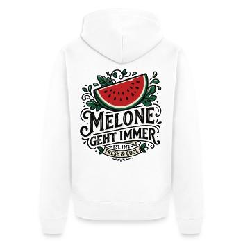 Melone Geht Immer Retro Logo - Unisex Premium Bio Zip Hoodie - Weiß - Hinten - Thijin (182cm)