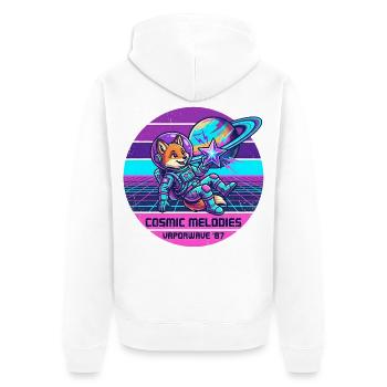 Astronaut Fox Space Retro Vaporwave - Unisex Premium Organic Zip Hoodie - white - Back - Thijin (182cm)