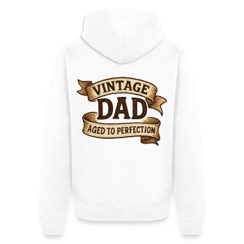 Vintage Dad – Aged to Perfection Oldschool Banner - Unisex Premium Organic Zip Hoodie - white - Back - Thijin (182cm)
