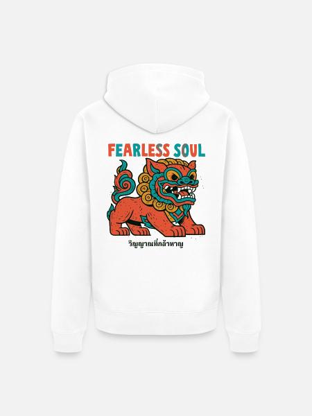 Furchtloser Löwengeist - Unisex Premium Bio Zip Hoodie - Weiß