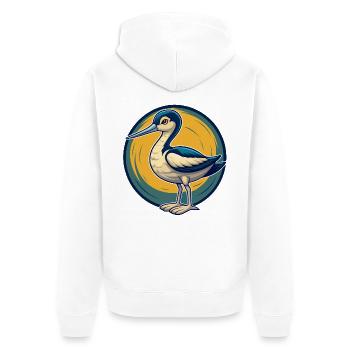 Avocet Kawaii Mascot Cartoon Clipart Logo Badge - Unisex Premium Organic Zip Hoodie - white - Back - Thijin (182cm)