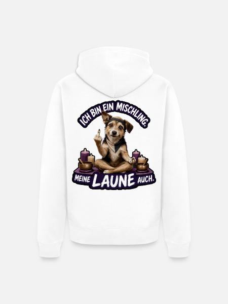 Meine Laune ist ein Mischling - Unisex Premium Bio Zip Hoodie - Weiß