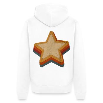 Vintage-Stern mit Regenbogen-Schichten - Unisex Premium Bio Zip Hoodie - Weiß - Hinten - Thijin (182cm)