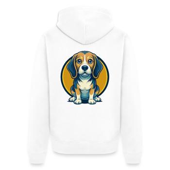 Beagle Dog Kawaii Mascot Cartoon Clipart Logo - Unisex Premium Organic Zip Hoodie - white - Back - Thijin (182cm)