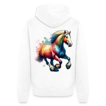 Cheval de trait belge Cheval cadeau - Veste à capuche bio Premium Unisexe - blanc - Dos - Thijin (182cm)