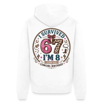 Anniversaire 8 Ans Fille Western Cowboy Cadeau - Veste à capuche bio Premium Unisexe - blanc - Dos - Thijin (182cm)