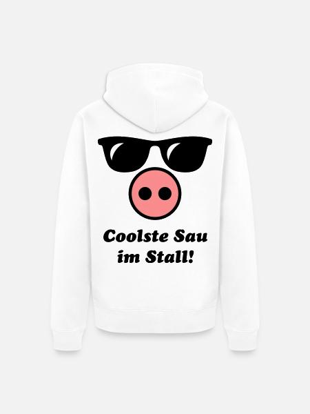 Coolste Sau Im Stall! (Cool) - Unisex Premium Bio Zip Hoodie - Weiß